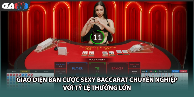 Giao diện bàn cược SEXY baccarat chuyên nghiệp với tỷ lệ thưởng lớn tại GA888